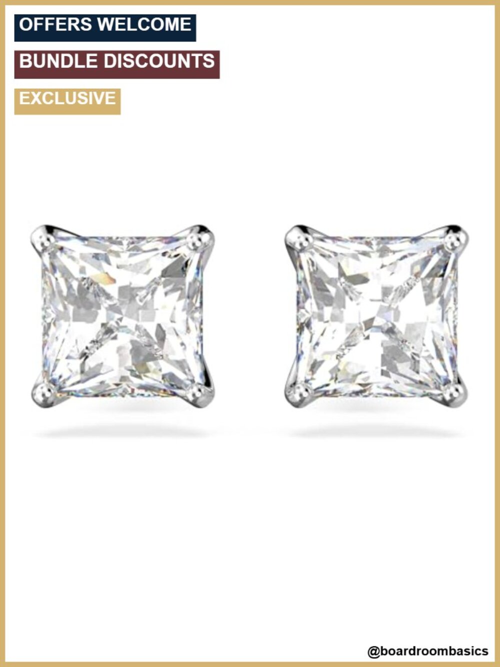 Swarovski Crystal Stud Earrings Rhodium Plated Butterfly Back
